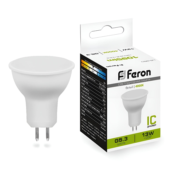 Лампа светодиодная FERON 13w 230v G5.3 4000K MR16. LB-960